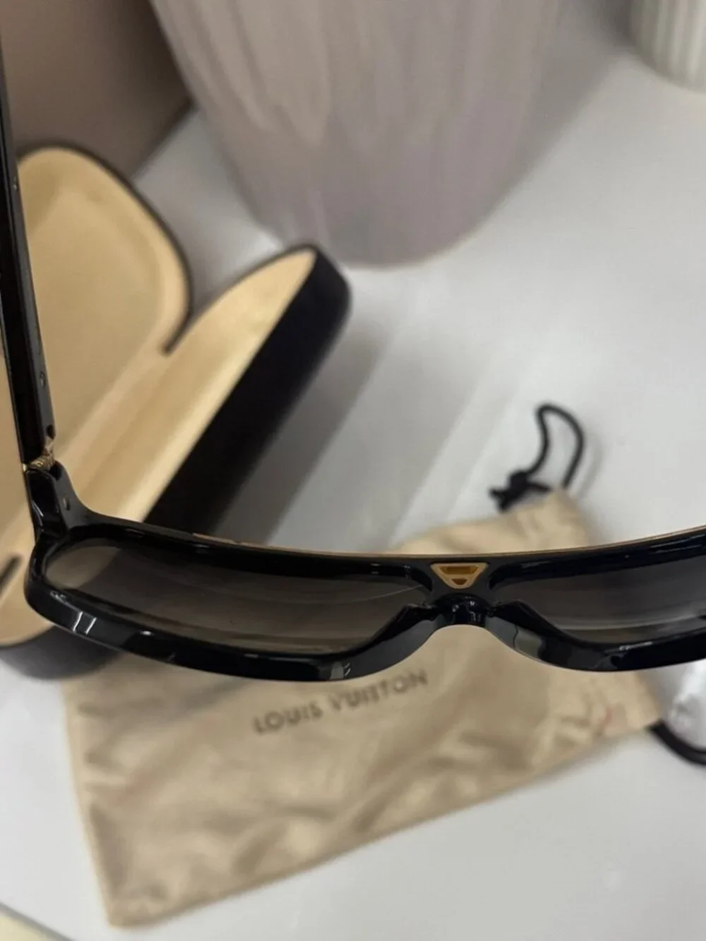LV Black & Gold Oversized Aviator Sunglasses